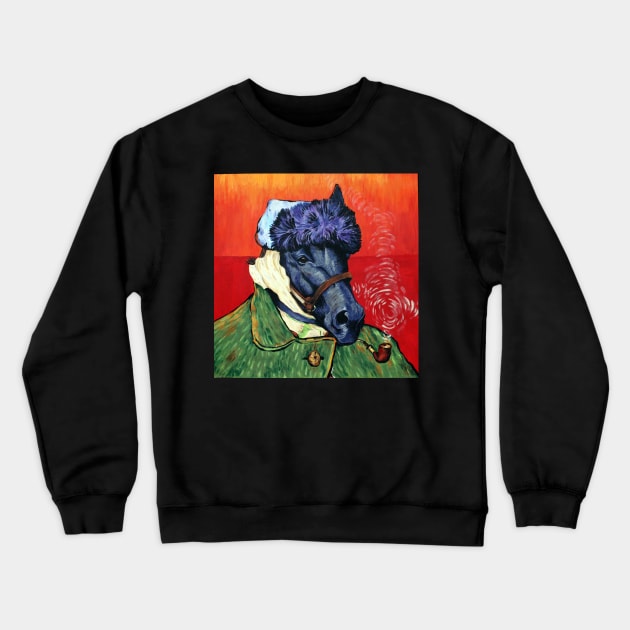Seattle Slew Portrait with Bandaged Ear and Pipe Crewneck Sweatshirt by winkyp